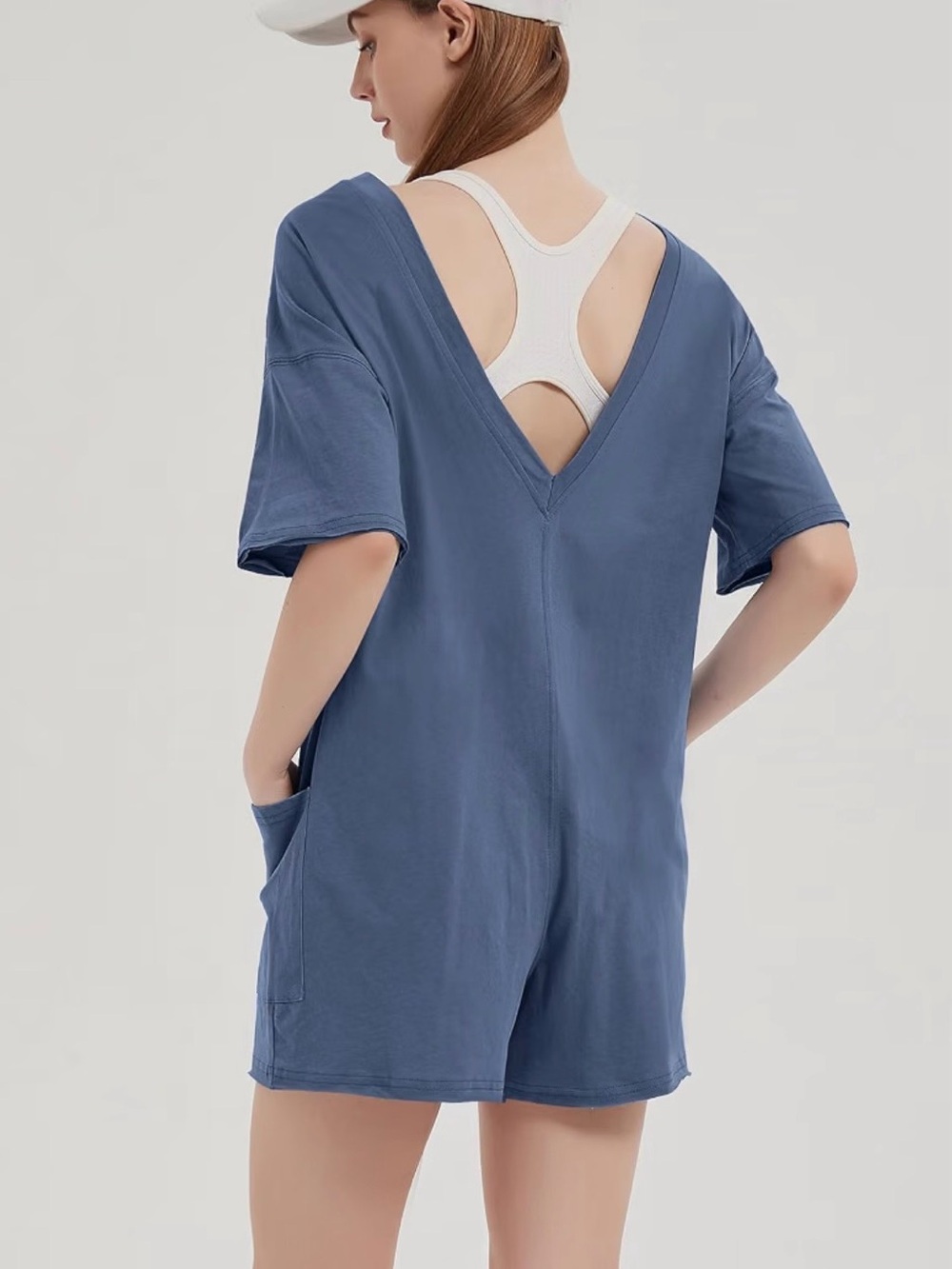 Women's Light Blue Short-Sleeve “Hotshot”  romper XS - Picture 2 of 6